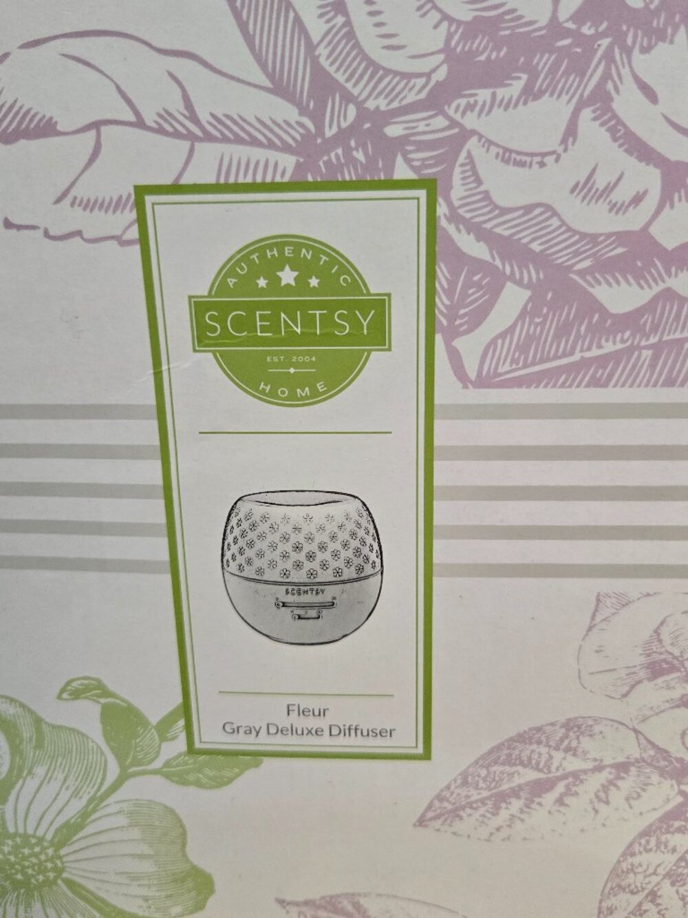 Scentsy Fleur Gray Deluxe Oil Diffuser Floral White/Gray Plastic 58528